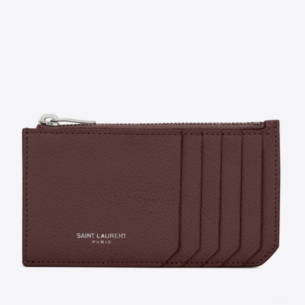 Saint Laurent Zip Fragment Leather Card Case